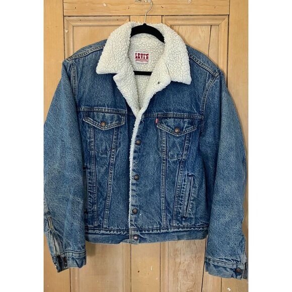 Levi's Other - LEVIS' Mens Vintage 80s Sherpa Lined USA Denim Jean Jacket Size 44L Blue FA GDD